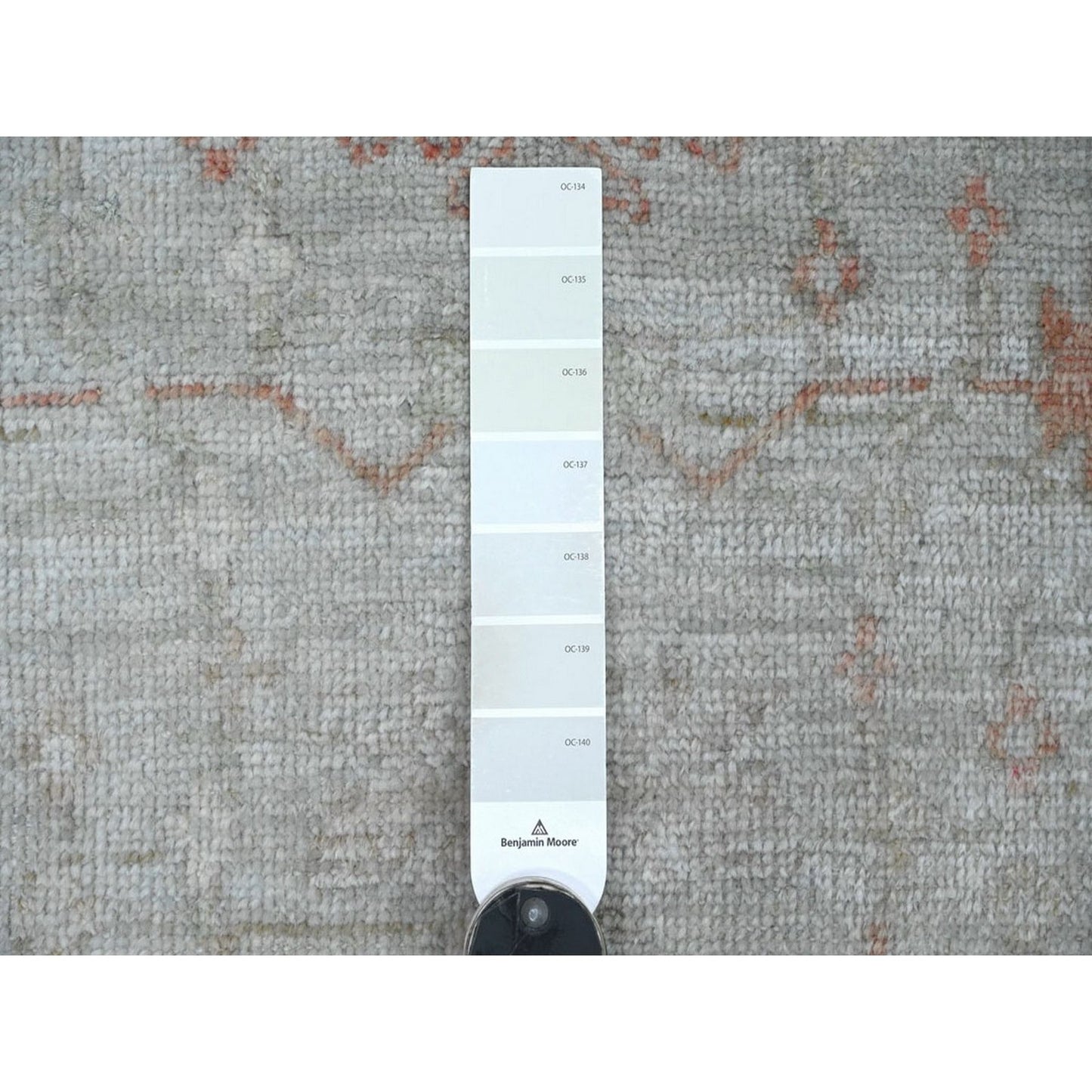 3'x4'10" Light Gray Afghan Angora Oushak Leaf Design Hand Knotted Wool Rug