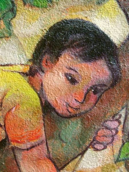 Oil Painting Child Climbing Original Tree San Miguel Philippine Art