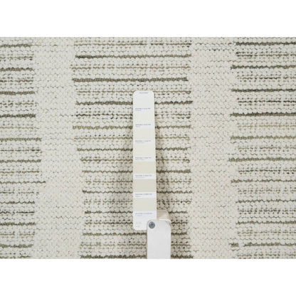 5'9"X5'9" Ivory Hand Woven Round Rug Flat Weave With Pile Natural Wool