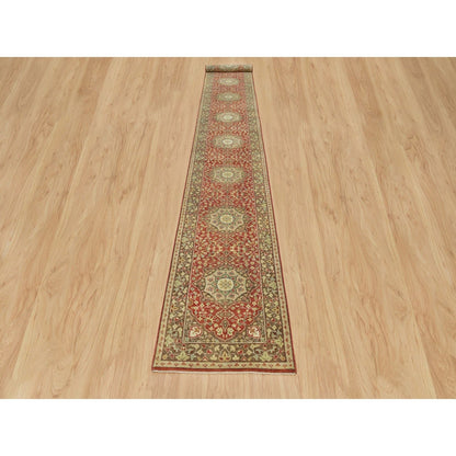2'7"X18' Red Antiqued Haji Jalili Design Hand Knotted Wool Xl Runner Rug