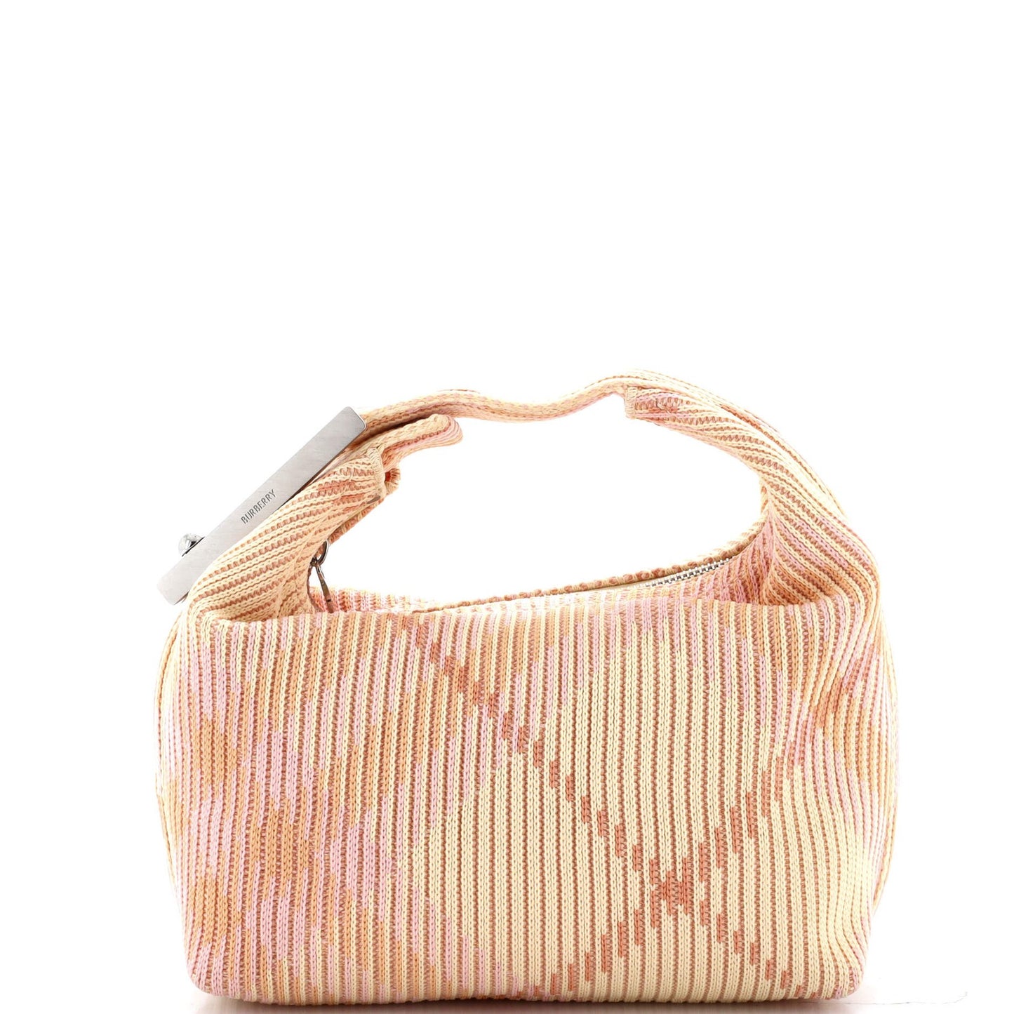 Burberry Peg Handle Bag Knit Check Fabric Mini