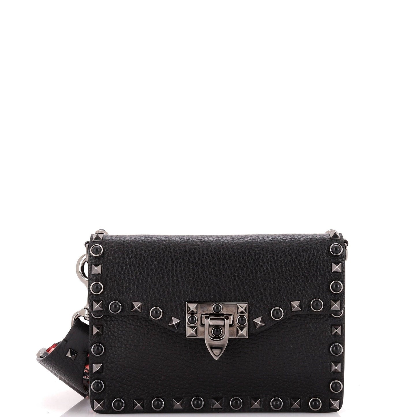 Valentino Garavani Rolling Rockstud Flip Lock Flap Bag Leather With Cabochons