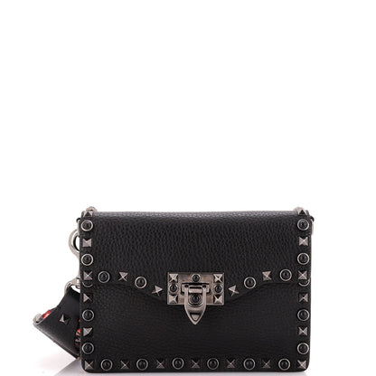 Valentino Garavani Rolling Rockstud Flip Lock Flap Bag Leather With Cabochons