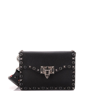 Valentino Garavani Rolling Rockstud Flip Lock Flap Bag Leather With Cabochons
