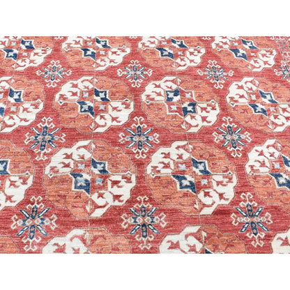 9'10"X14' Red Afghan Ersari Tekke Bokhara Pure Wool Hand Knotted Rug
