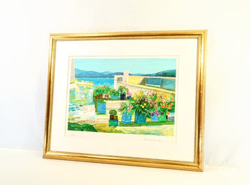 Jean Pierre Pophillat Lithograph Flower-Adorned Terrace Signed Limited 200