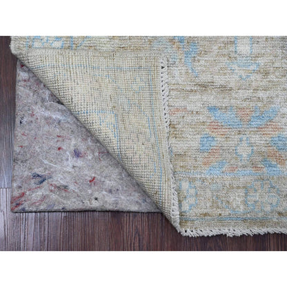 3'X5' Brown Afghan Angora Oushak Leaf Design 100% Wool Hand Knotted Rug