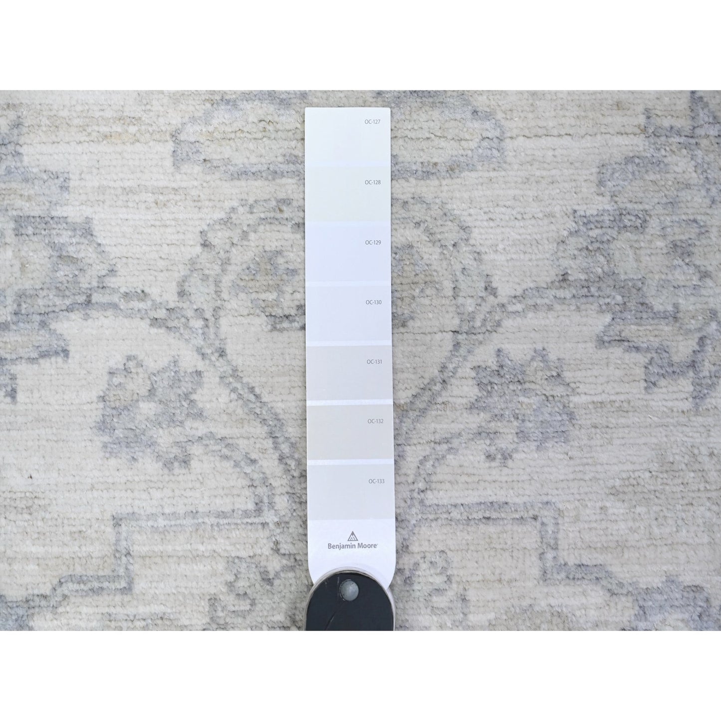 2'6"X9'10" White Hand Knotted Organic Wool White Wash Peshawar Runner Rug