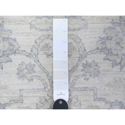 2'6"X9'10" White Hand Knotted Organic Wool White Wash Peshawar Runner Rug