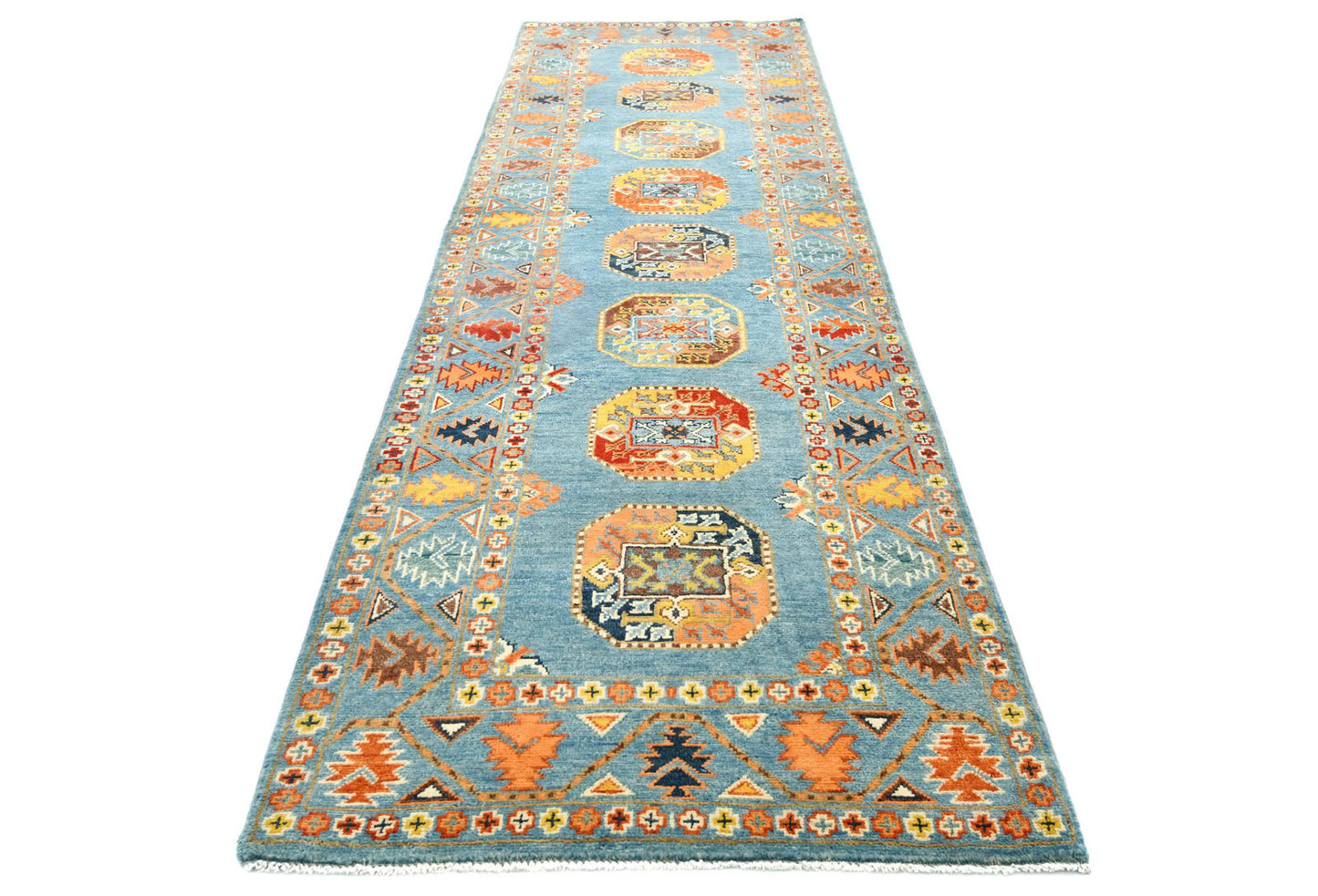 Hand-Knotted Kazak Runner Rug 2'11X9'2 Ft