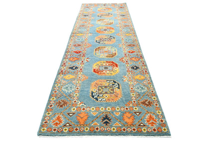 Hand-Knotted Kazak Runner Rug 2'11X9'2 Ft