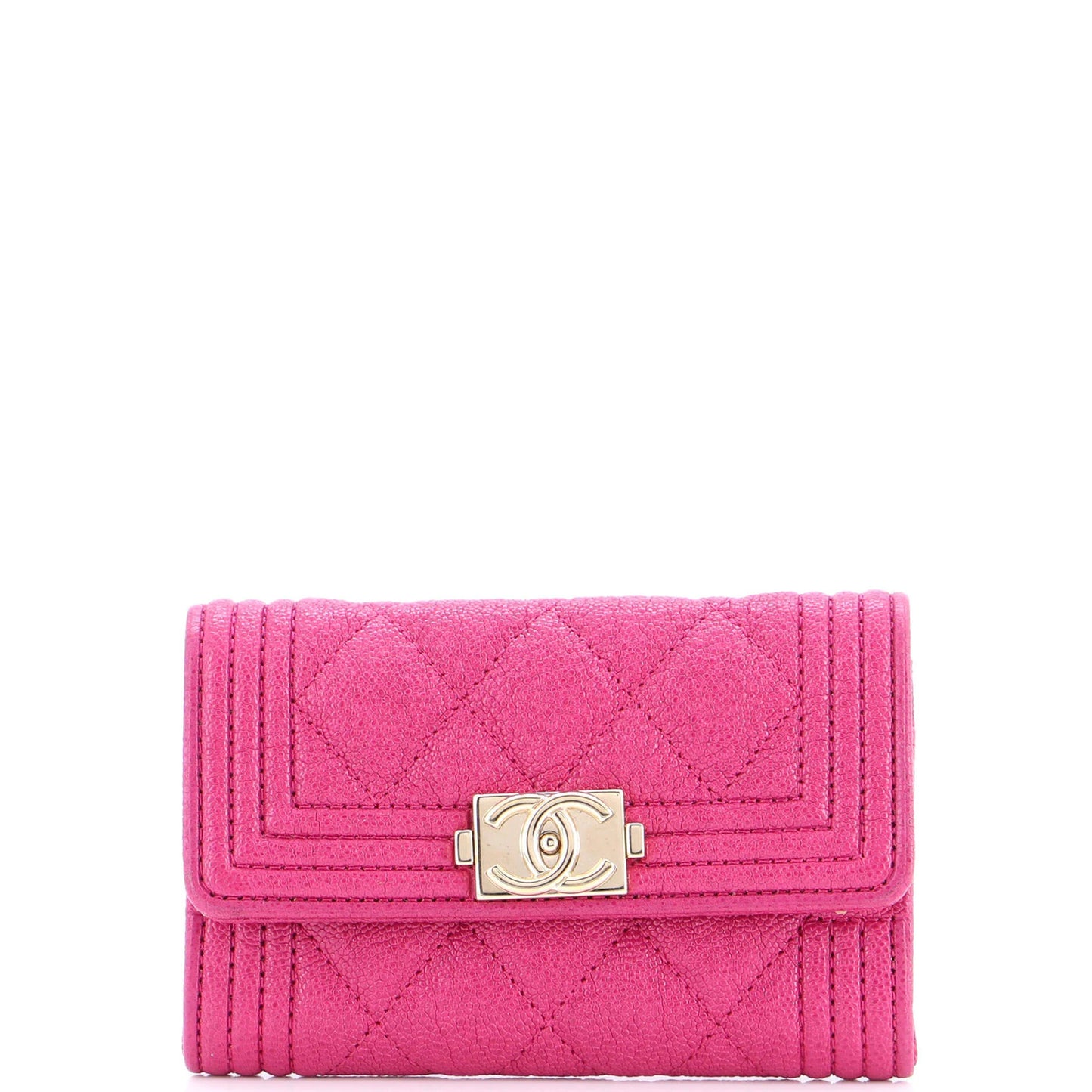 Chanel Boy Flap Card Case Quilted Caviar