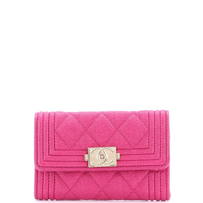 Chanel Boy Flap Card Case Quilted Caviar