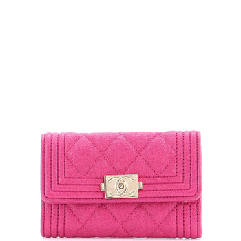 Chanel Boy Flap Card Case Quilted Caviar