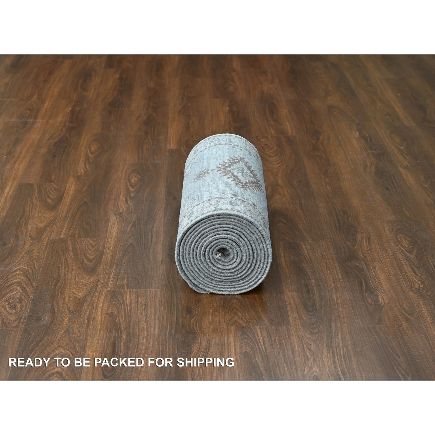 2'7"X19'10" Gray Hand Knotted Pure Wool Zoroastrian Village Xl Runner Rug