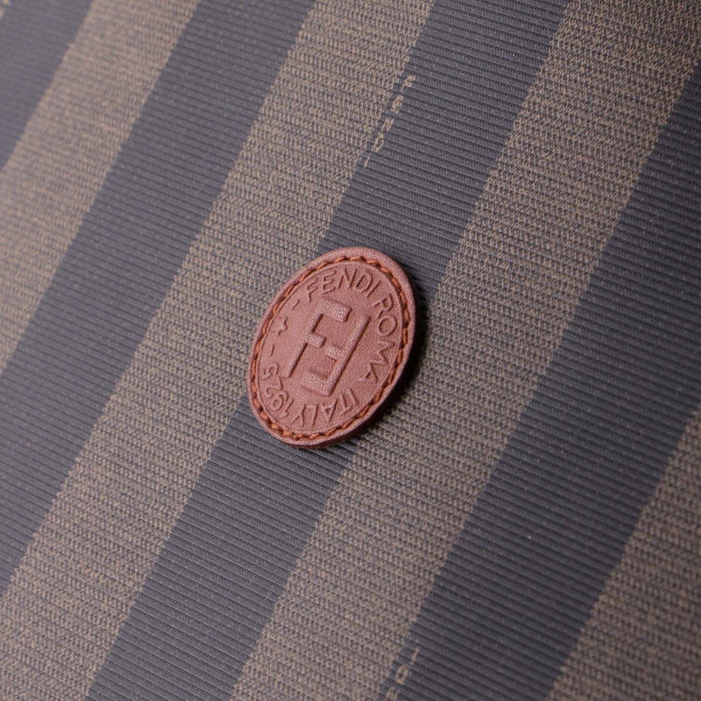 Fendi Vintage Pequin Cut Out Handle Bag Coated Canvas Large