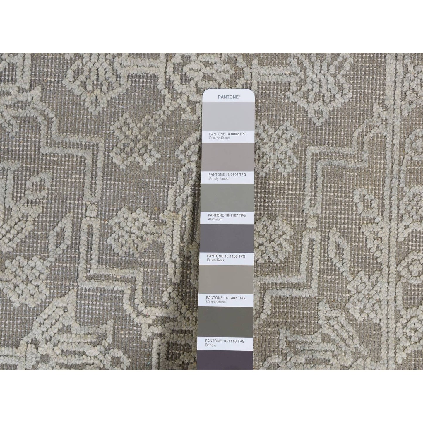 8'10"X12' Gray Silk With Textured Wool Tone On Tone Hand Knotted Rug