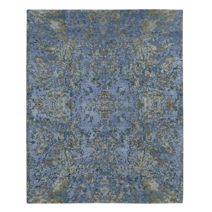 8'X9'10" Gray Abstract Design Wool And Silk Hand Knotted Oriental Rug
