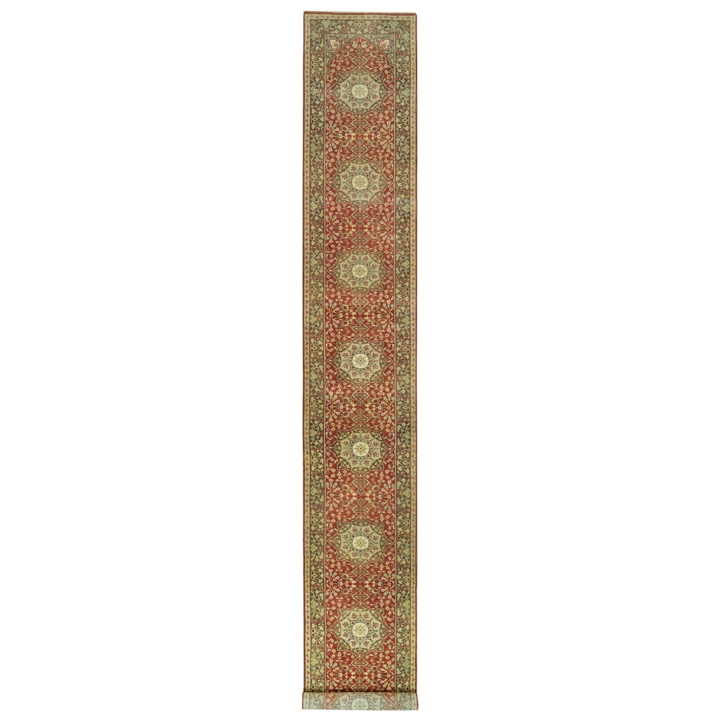 2'7"X18' Red Antiqued Haji Jalili Design Hand Knotted Wool Xl Runner Rug