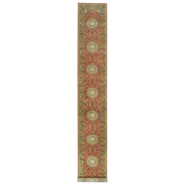 2'7"X18' Red Antiqued Haji Jalili Design Hand Knotted Wool Xl Runner Rug