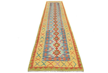 Geometric Tribal Flat-Woven Kilim Runner Rug