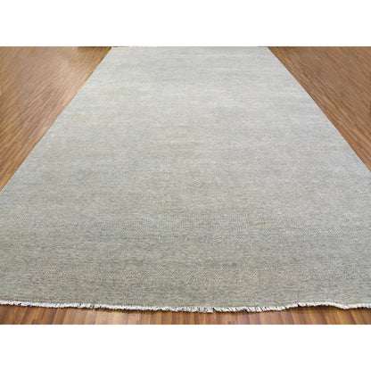 11'10"x18' Oxford Gray 100% Undyed Wool Grass Hand Knotted Oversized Rug