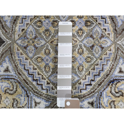 5'1"X5'1" Textured Wool And Silk Mughal Inspired Round Hand Knotted Rug