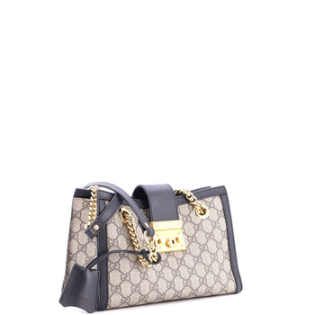 Gucci Padlock Chain Tote Gg Coated Canvas With Leather Small