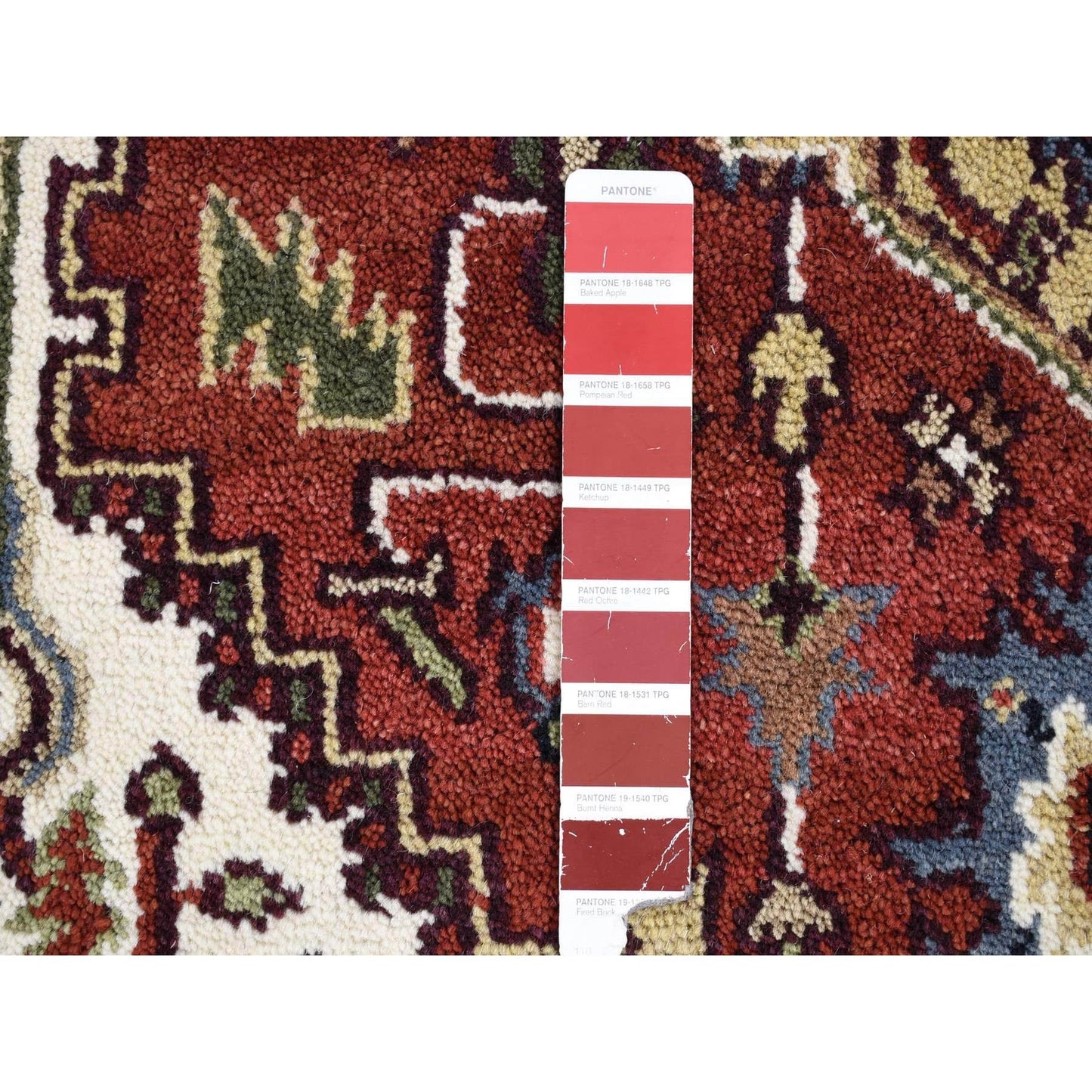 3'10"X6'1" Rich Red, Heris Revival, Hand Knotted Pure Wool, Oriental Rug