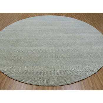 13'X13' Repose Gray Shiny Undyed Wool Hand Knotted Modern Grass Round Rug
