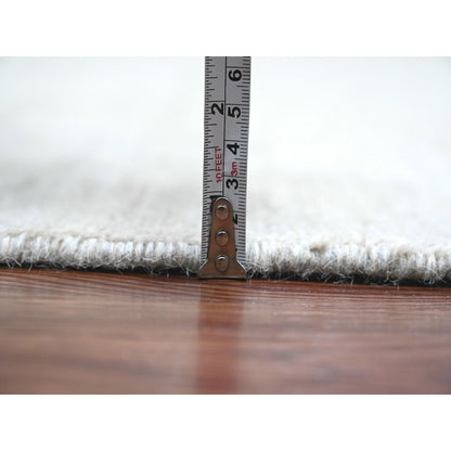 9'6"X11'3" Gray Hand Spun Ghazni Wool Solid Pattern Hand Knotted Rug