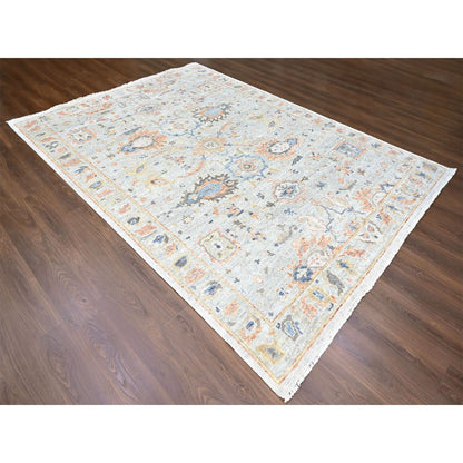 8'10"X11'10" Gray Supple Collection Oushak Design Hand Knotted Wool Rug