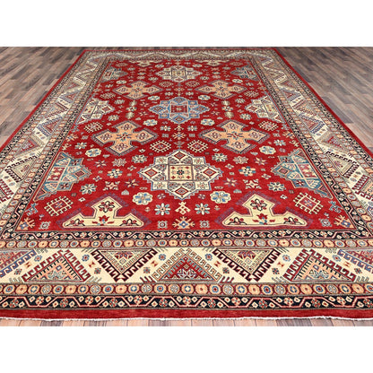 10'1"X13'9" Red Special Kazak Extra Soft Wool Hand Knotted Oriental Rug