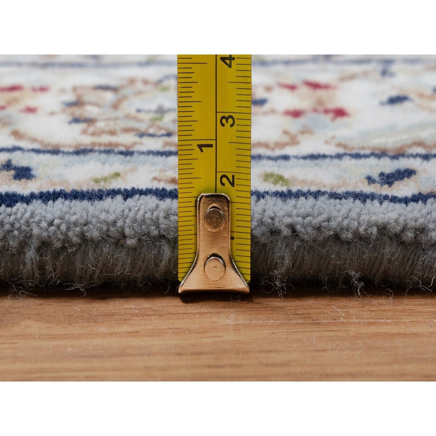 3'2"X5'2" Pigeon Blue 250 Kpsi Wool & Silk Nain Hand Knotted Oriental Rug