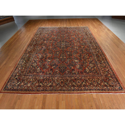 11'10"X15'6" Orange Antique Saroogh 100% Wool Hand Knotted Oriental Rug