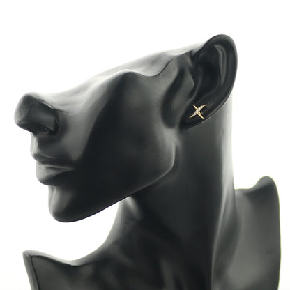 Vendome Earrings Diamond Wave Cross 18K 750