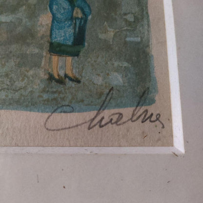 Nathalie Chabrier ( France) Original Lithograph Signed Framed Townscape