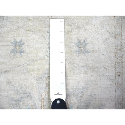 2'4"X11'7" Ivory White Wash Peshawar Wool Hand Knotted Runner Rug