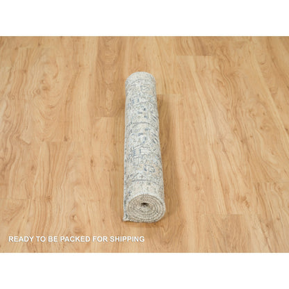 3'X5' Gardenia Ivory Silk And Wool Hand Knotted Tebraz Vase Design Rug