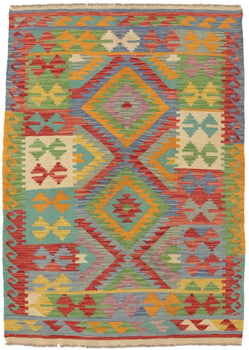 Multicolor Kilim Rug Geometric Design Office