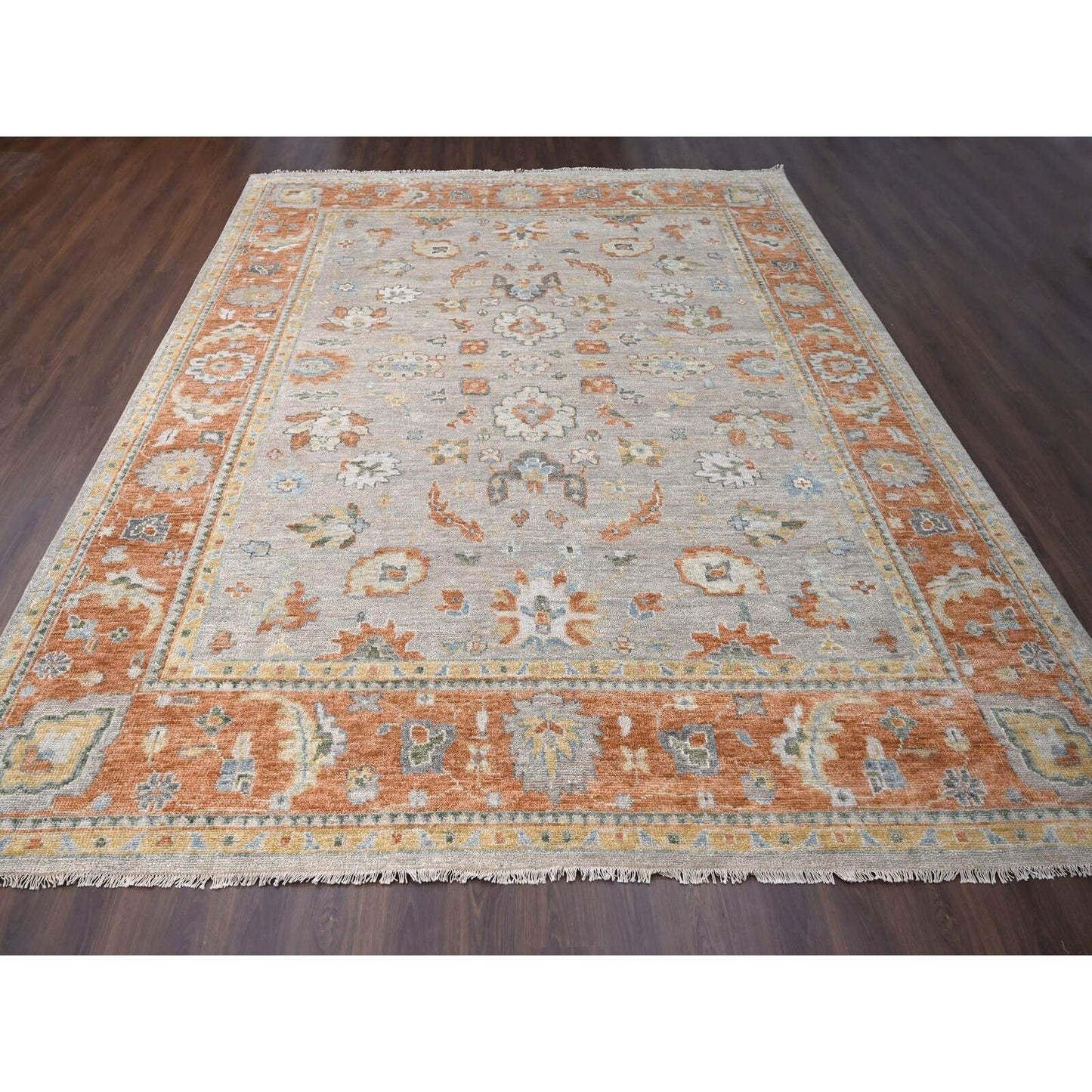 11'10"X14'9" Tan Color Oushak Design Wool Hand Knotted Oversized Rug