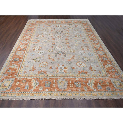 11'10"X14'9" Tan Color Oushak Design Wool Hand Knotted Oversized Rug