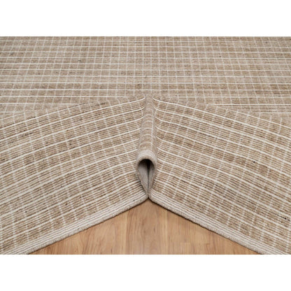 9'X12' Brown Modern Plain Decor Box Design Soft Wool Loomed Knotted Rug