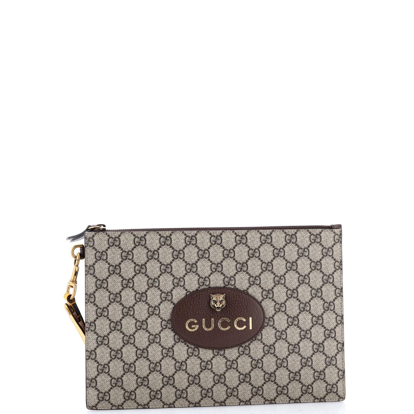 Gucci Neo Vintage Wristlet Pouch Gg Coated Canvas