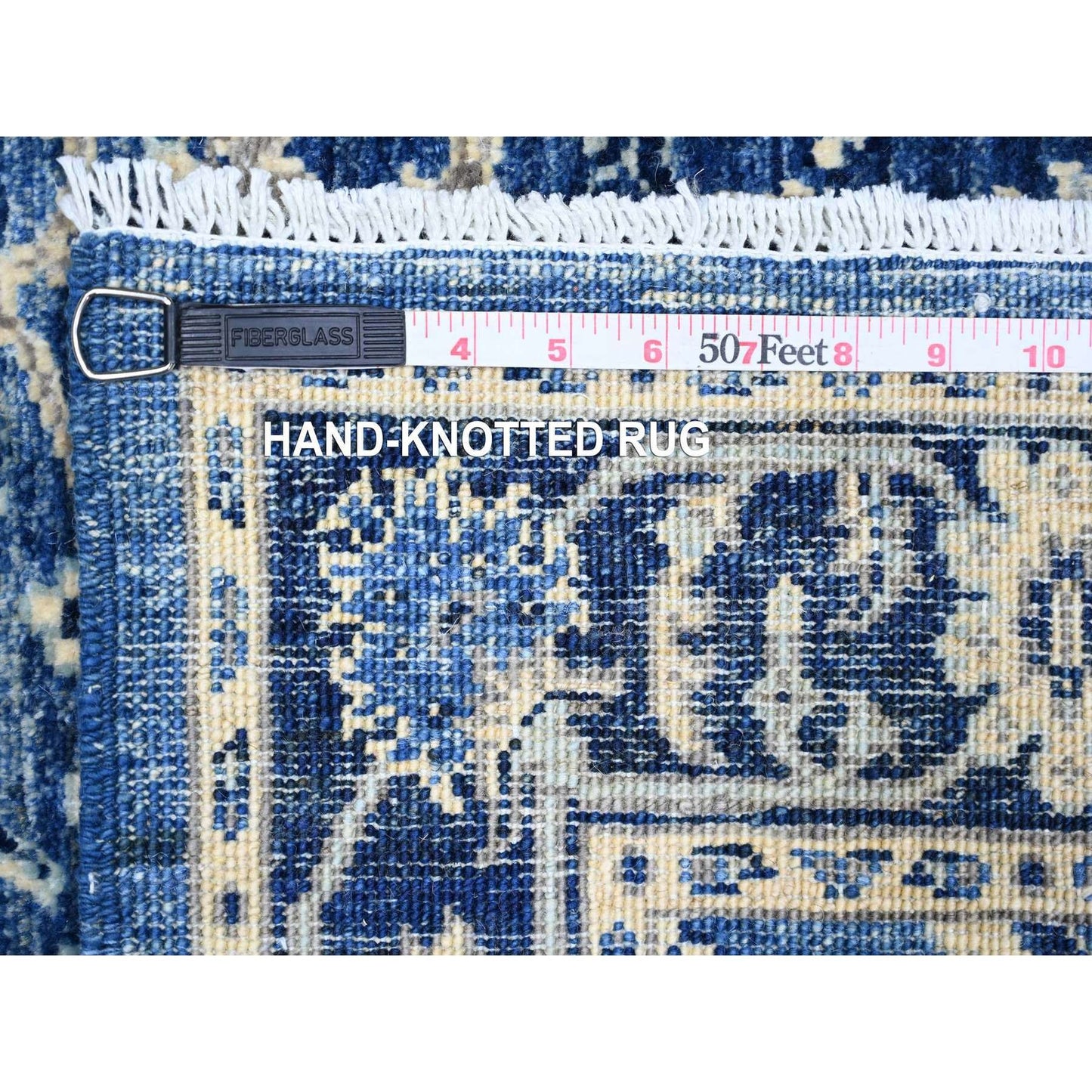 2'10"X4'8" Boeing Blue Hand Knotted Wool Mahal Design Xl Runner Rug