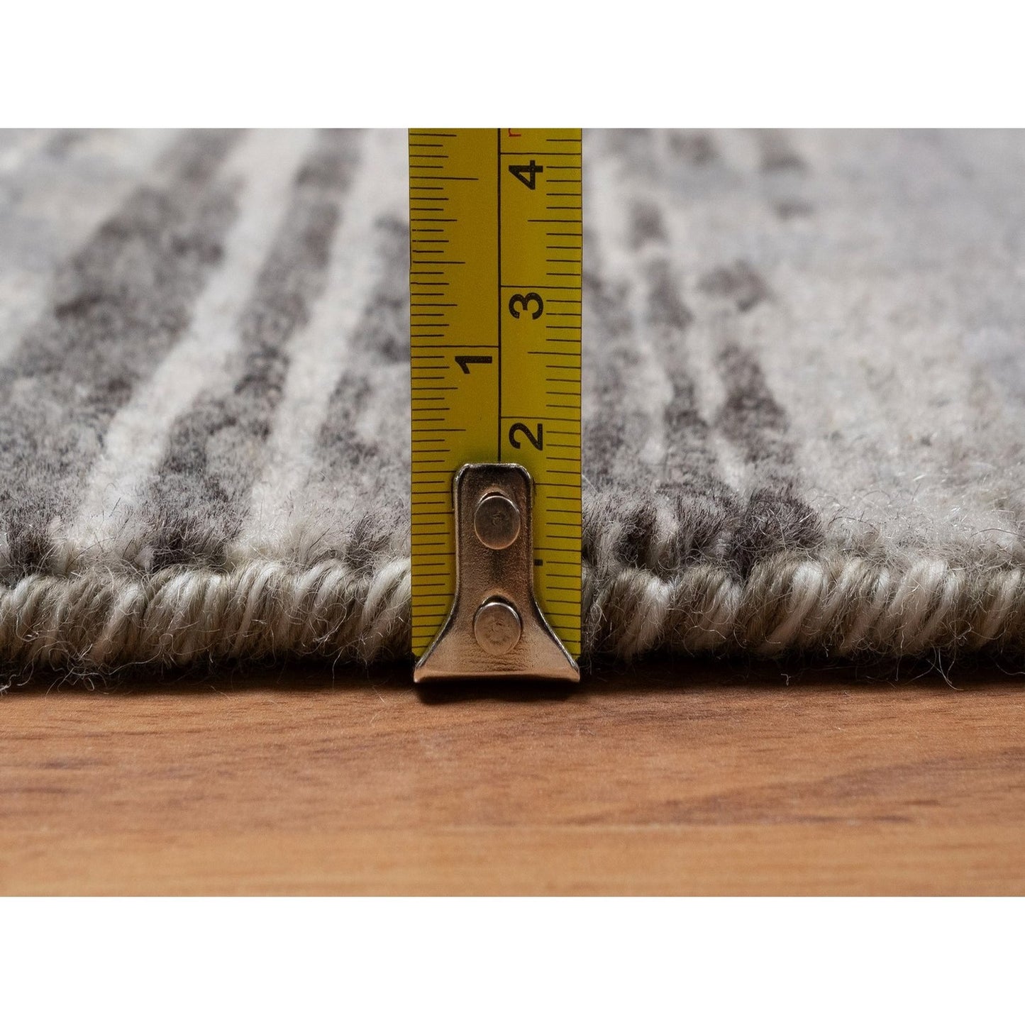 2'6"X8' Gray Hand Knotted Runner Rug Modern Criss Cross Erased Design Wool