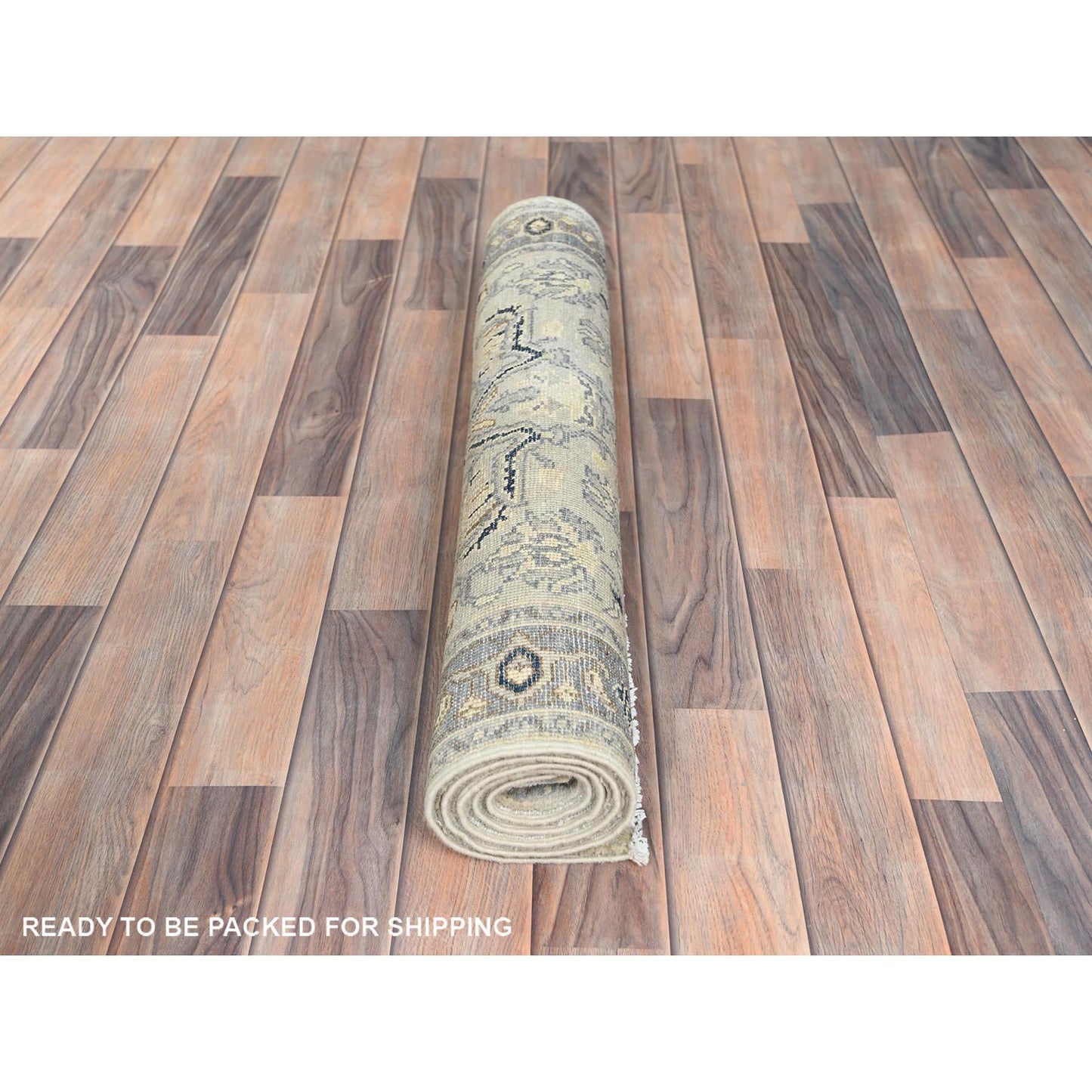 2'10"X4'10" Beige Afghan Peshawar Heris Wool Hand Knotted Oriental Rug