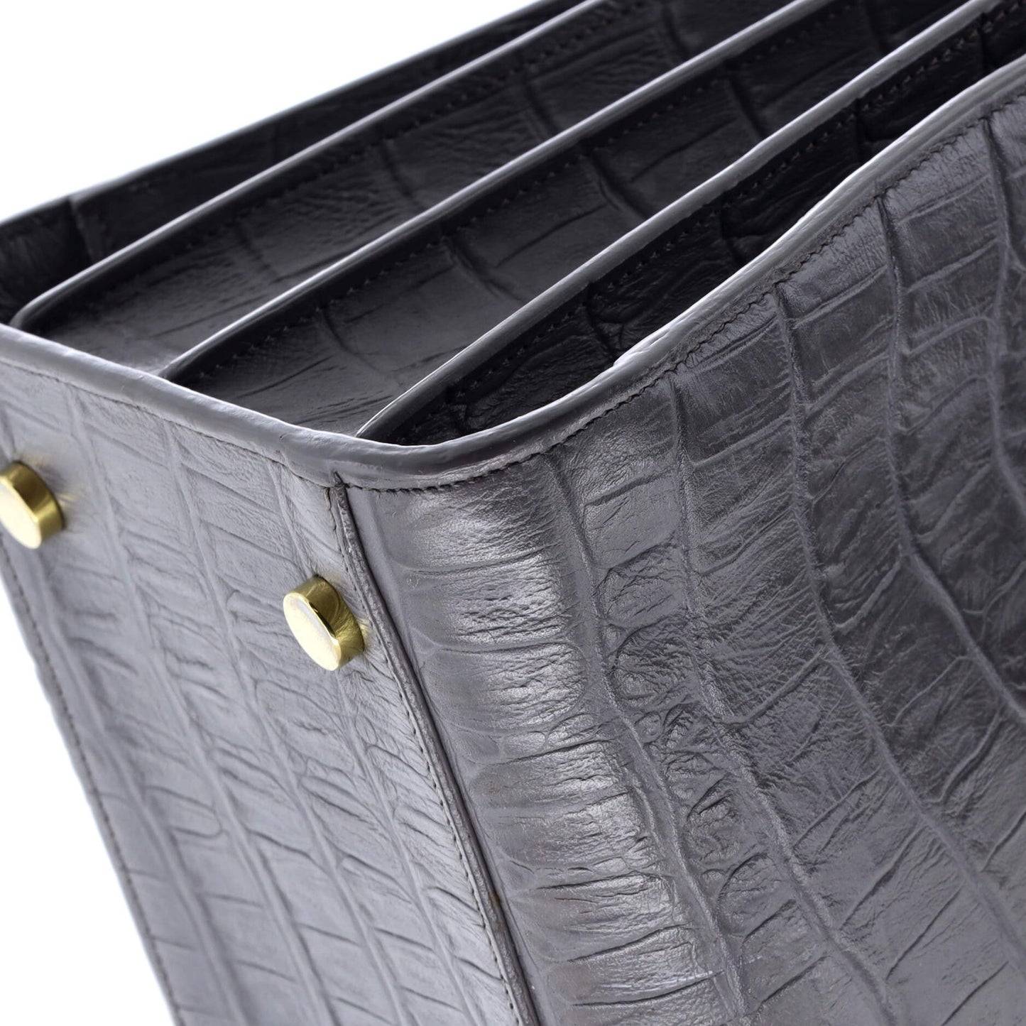 Saint Laurent Sac De Jour Nm Bag Crocodile Embossed Leather Small