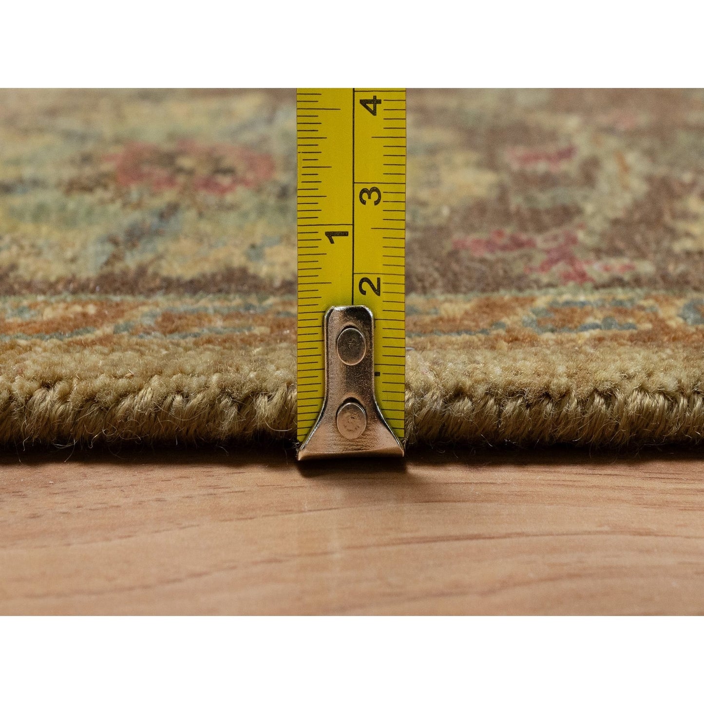 5'5"X5'10" Brown Botanical Design Himalayan Wool Hand Knotted Square Rug
