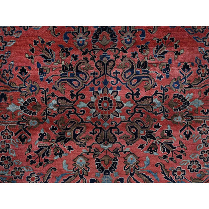 10'3"X13'9" Red Antique Zoroastrian Saroogh Hand Knotted Wool Oriental Rug